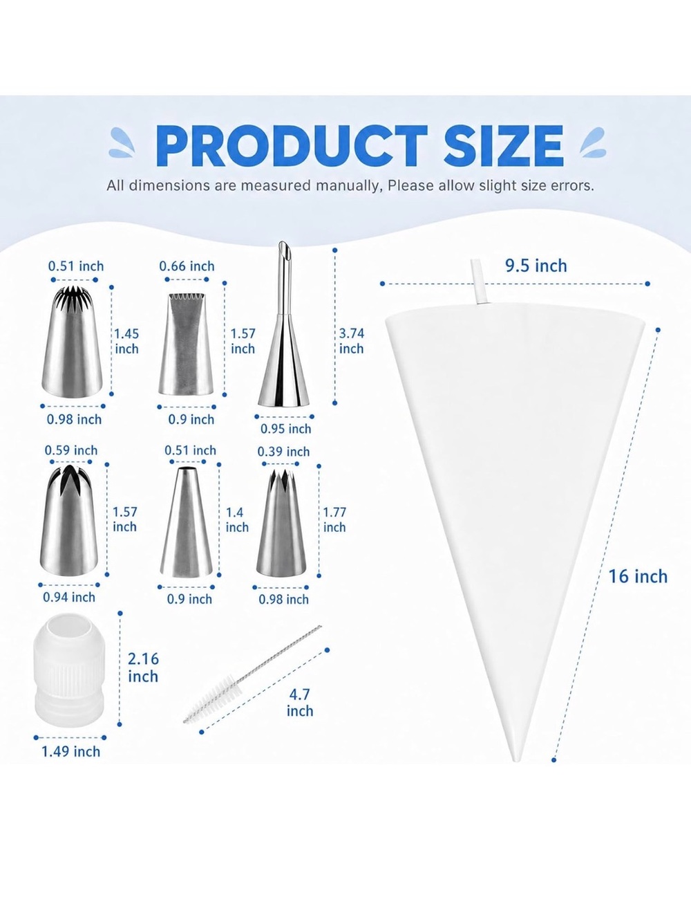14~Reusable Piping Bags & Tips Set-16” Pastry Bags for Cake Decorating,Cupcake - Picture 2 of 8